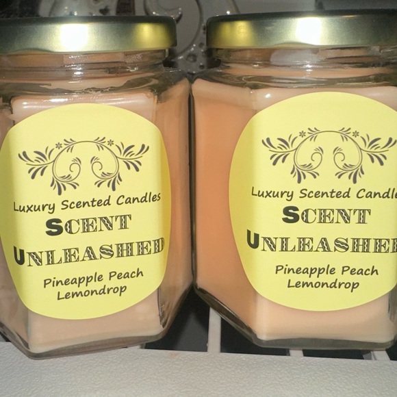PINEAPPLE PEACH LEMONDROP, @SCENT_UNLEASHED LUXURY HAND POURED SCENTED CANDLES - Picture 1 of 2
